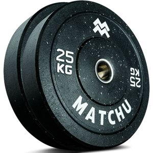 Matchu Sports - Halterschijven - Hi temp bumper plates - 25 KG - Set van 2 - Zwart - Duurzaam materiaal