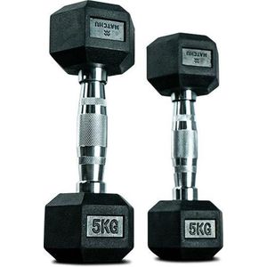 Matchu Sports - Hexa dumbbells - 5KG - Set van 2 - Zwart