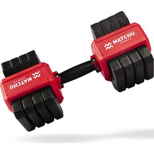 Matchu Sports - Verstelbare dumbbell 25 KG - Halterset - 1 stuk - 5 Dumbells in één! - Verstelbare halterset - Dumbell set - Gewichten set - Gewichten