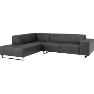 Goossens Excellent Hoekbank Design@Home zwart leer - Modern design, ruim en comfortabel