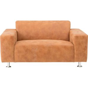 Goossens Loveseat Mountain Alp - Stoere en charmante 1,5-zitter in cognac leder met brede stiksels