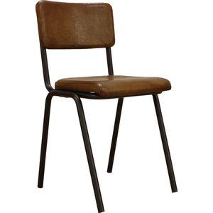 Goossens Eetkamerstoel Chaplin Cognac Leer Leunin - Urban Industrieel