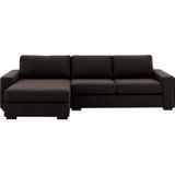 Goossens Hoekbank Lucca Met Chaise Longue donkerbruin, stof, 2,5-zits, stijlvol landelijk met chaise longue links