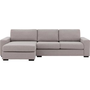 Goossens Hoekbank Lucca Met Chaise Longue lichtgrijs, stof, 2,5-zits, stijlvol landelijk met chaise longue links