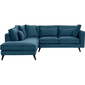 Goossens Bank Suite blauw, stof, 2-zits, elegant chic met ligelement links