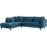 Goossens Bank Suite blauw, stof, 2,5-zits, elegant chic met ligelement links