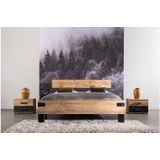 Goossens Bedframe Industrial, 180 x 200 cm MDF Eiken met zijdeglans graffiet