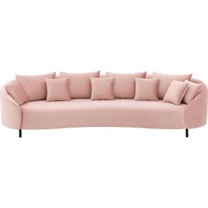 Goossens Bank Ragnar - Trendy 4-zits bank in roze stof - Modern design - Luxe uitstraling - Inclusief sierkussens