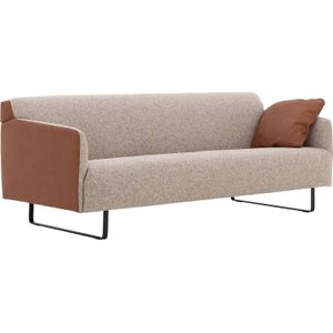 Goossens Excellent Bank Montreal cognac, leer, 2,5-zits, modern design - Trendy bank met strak design en chique uitstraling