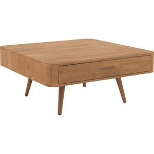 Goossens Salontafel Bjarte vierkant, hout eiken blank, stijlvol landelijk, 90 x 40 x 90 cm