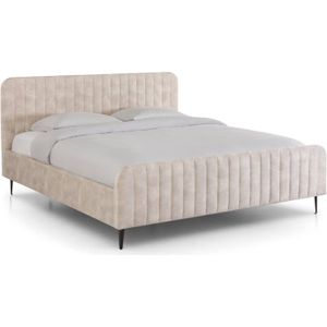 Goossens Bedframe Attent, 180 x 200 cm Velvet Adore 01 naturel