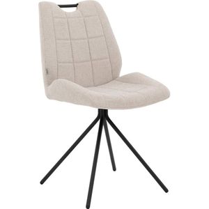 Goossens Basic Eetkamerstoel Jari wit stof leuning, modern design