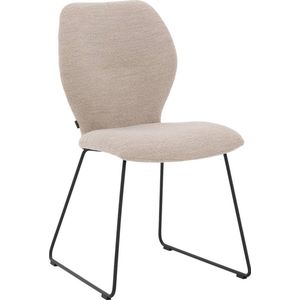 Goossens Eetkamerstoel Hera wit stof leuning, modern design