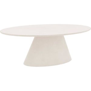 Goossens Stone Eettafel - Beton - 220 x 77 x 120 cm - Ovaal - wit