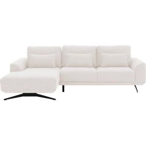 Goossens Princess Hoekbank - Stof - Wit - 275 x 79 x 185 cm