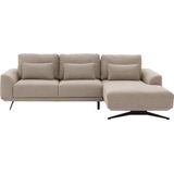 Goossens Excellent Bank Princess bruin, stof, 2,5-zits, elegant chic met chaise longue rechts