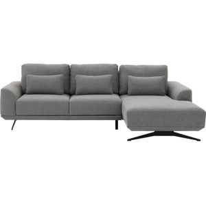 Goossens Excellent Bank Princess grijs, stof, 2,5-zits, elegant chic met chaise longue rechts