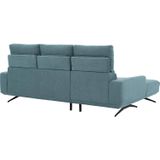 Goossens Excellent Bank Princess blauw, stof, 2,5-zits, elegant chic met chaise longue links