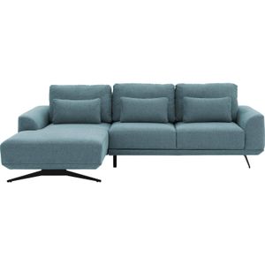 Goossens Excellent Bank Princess blauw, stof, 2,5-zits, elegant chic met chaise longue links