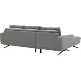 Goossens Excellent Bank Princess grijs, stof, 3-zits, elegant chic met chaise longue links