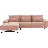 Goossens Excellent Bank Princess roze, stof, 3-zits, elegant chic met chaise longue links