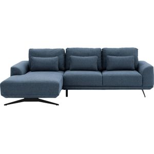 Goossens Excellent Bank Princess blauw, stof, 3-zits, elegant chic met chaise longue links