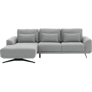 Goossens Excellent Bank Princess grijs, stof, 3-zits, elegant chic met chaise longue links