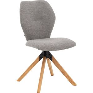 Goossens Eetkamerstoel Hera grijs stof leuning, modern design