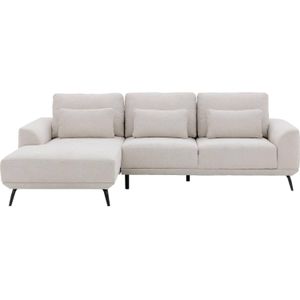 Goossens Excellent Bank Princess wit, stof, 2,5-zits, elegant chic met chaise longue links