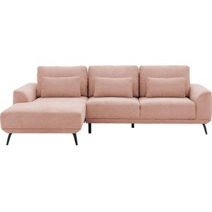 Goossens Excellent Bank Princess roze, stof, 2,5-zits, elegant chic met chaise longue links