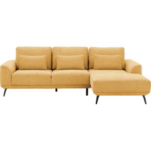 Goossens Excellent Bank Princess geel, stof, 2,5-zits, elegant chic met chaise longue rechts