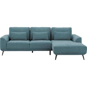 Goossens Excellent Bank Princess blauw, stof, 2,5-zits, elegant chic met chaise longue rechts