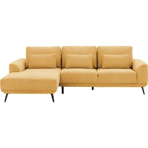 Goossens Excellent Bank Princess geel, stof, 3-zits, elegant chic met chaise longue links