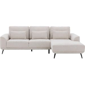 Goossens Excellent Bank Princess wit, stof, 3-zits, elegant chic met chaise longue rechts