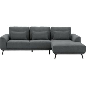 Goossens Excellent Bank Princess antraciet, stof, 3-zits, elegant chic met chaise longue rechts