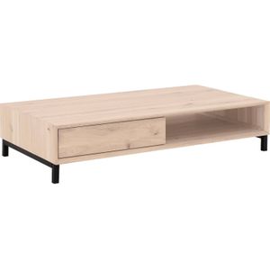 Goossens Salontafel Effect rechthoekig, hout eiken blank, stijlvol landelijk, 140 x 30 x 75 cm