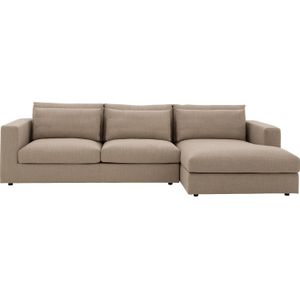 Goossens Excellent Bank Gs-1505 Met Chaise Longue bruin, stof, 2,5-zits, elegant chic met chaise longue rechts