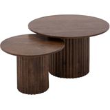 Goossens Salontafel Mabel rond, hout mango bruin, stijlvol landelijk, 70 x 43 x 70 cm