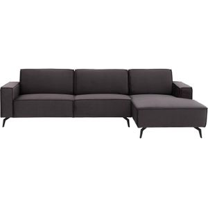 Goossens Hoekbank Hercules antraciet, stof, 2,5-zits, modern design met chaise longue rechts