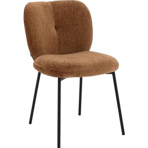 Goossens Basic Eetkamerstoel Eller bruin stof leuning, modern design