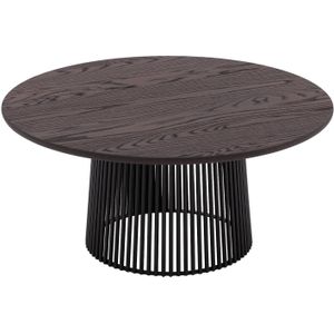 Goossens Excellent Salontafel Uniek rond, hout eiken bruin, elegant chic, 80 x 37 x 80 cm