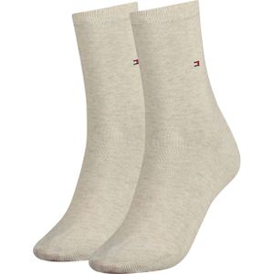 Tommy Hilfiger 2-pack sokken - Naadloze Dames katoenen sokken  - Beige