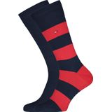 Tommy Hilfiger - Rugby Stripe Socks - Herensokken - Blauw met Rood - 2-pack
