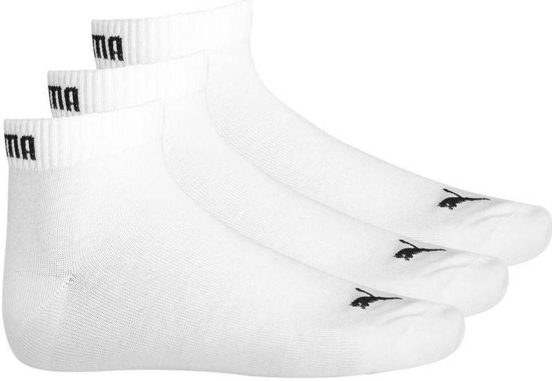 Puma quarter plain 3-pack sokken in de kleur wit.