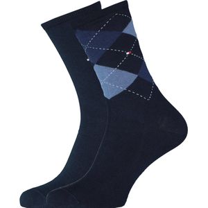 Tommy Hilfiger - Check - Dames Sokken - Jeansblauw en Grijs - 2-pack