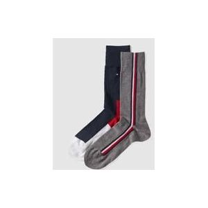 Tommy Hilfiger Iconic Hidden Sock (2-pack), heren sokken katoen, rood-wit-blauw en grijs