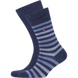 Tommy Hilfiger - Duo Stripe Socks - Herensokken - Jeans Blauw - Katoen - 2-pack