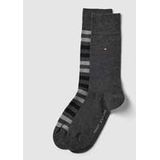 Tommy Hilfiger - Duo Stripe Socks - Herensokken - Antraciet Grijs - Katoen - 2-pack