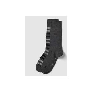 Tommy Hilfiger - Duo Stripe Socks - Herensokken - Antraciet Grijs - Katoen - 2-pack
