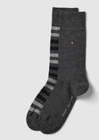 Tommy Hilfiger - Duo Stripe Socks - Herensokken - Antraciet Grijs - Katoen - 2-pack